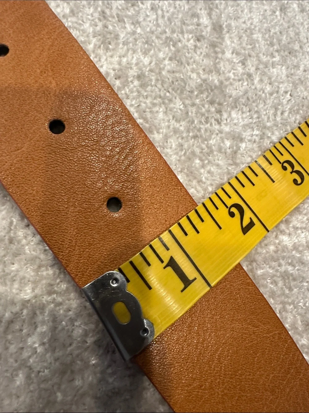 Women's Tan Leather Double-Ring Belt with Silver Buckle NWOT